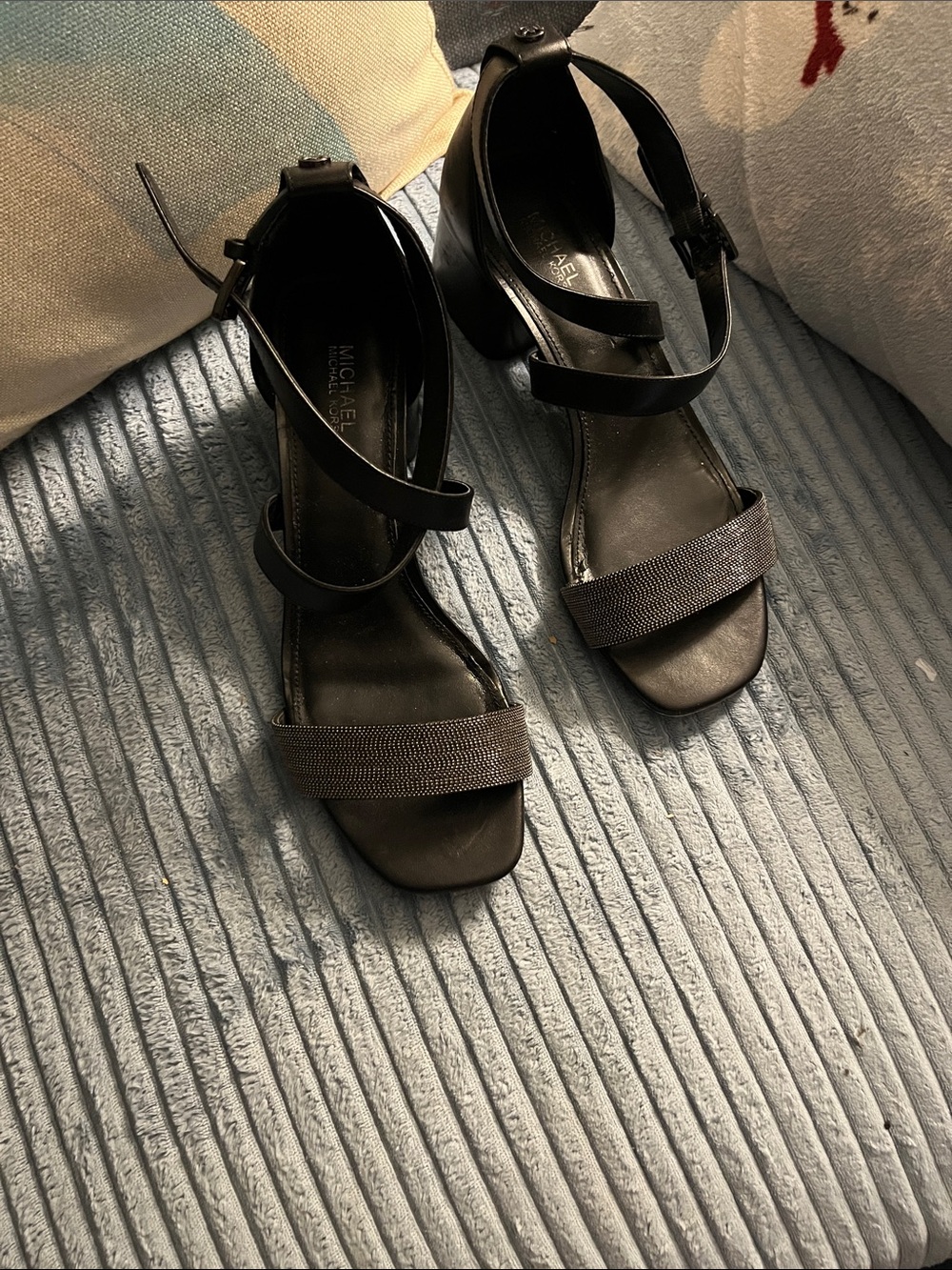 Michael Kors Black Strappy Block Heel Sandals